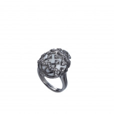 Tatiana Fabergé Alexandra ring ox.silver/vit agat/cz - 52